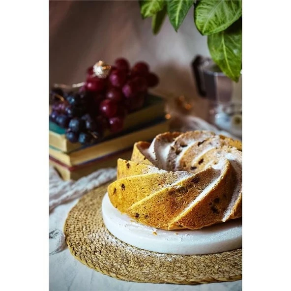 Akayev Mermer 28 Cm Kalın Beyaz Sunum Tabağı Yağ Standı - Resim 2