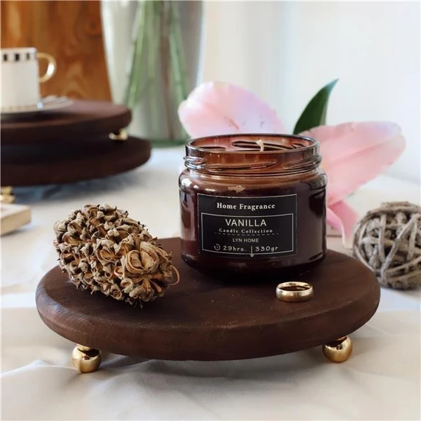 Akayev Ahşap 20 cm Altın Ayaklı Sunum Tabağı - Resim 3