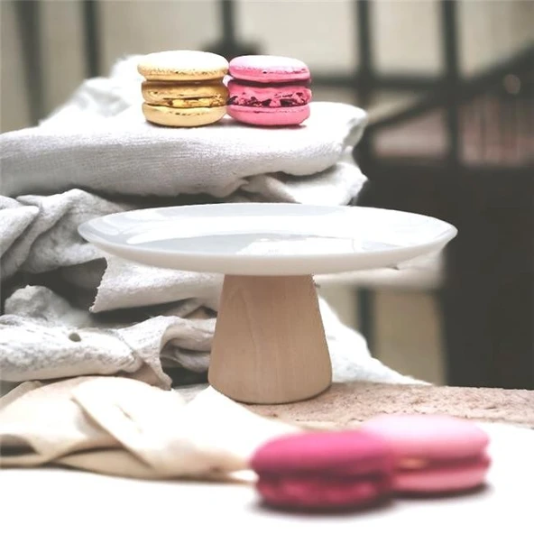 Akayev Ahşap Konik Ayaklı Beyaz 27 Cm Sunumluk - Resim 4