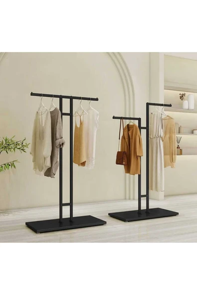 TRENDESK Metal Siyah Ayaklı T Askılık Elbise Konfeksiyon Askısı 7006-NRM - Resim 3