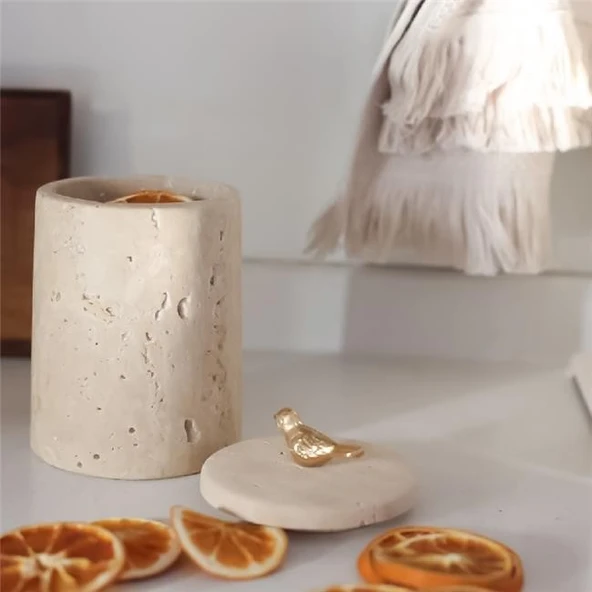 Akayev Mermer Traverten Kuş Baharatlık - Resim 3