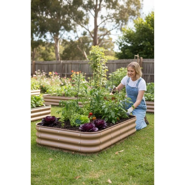 Modüler Yükseltilmiş Bahçe Yatağı Yükseltilmiş Sebze Yatağı No:7 (140X85) Bej ürün görseli