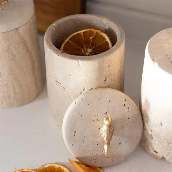 Akayev Mermer Traverten Kuş Baharatlık - Resim 2