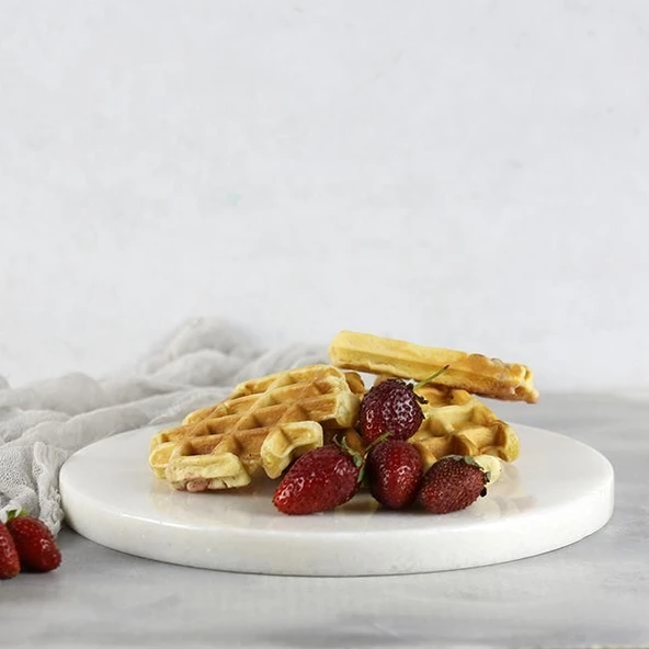 Akayev Mermer 28 Cm Kalın Beyaz Sunum Tabağı Yağ Standı - Resim 3