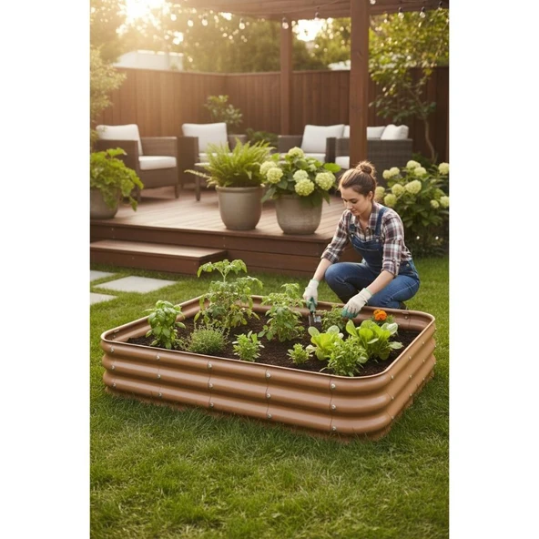 Modüler Yükseltilmiş Bahçe Yatağı Yükseltilmiş Sebze Yatağı No:9 (140X110) Bej ürün görseli