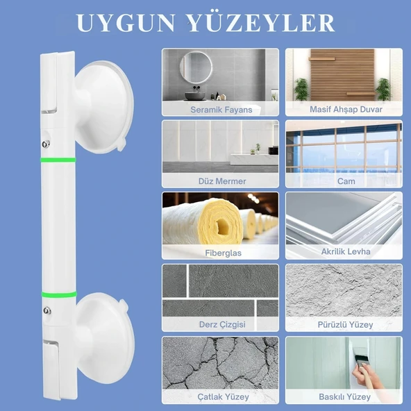 ShopyTech Vantuzlu Banyo Tutunma Barı Kaymaz Duş Tutma Kolu Emniyet El Rayı Yaşlı  Çocuk  Hamile  Engelliler İçin Hareke - Resim 7