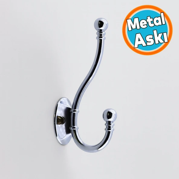 Metal Askı Gümüş Vestiyer Portmanto Dolap Askılık Askılığı Duvar Banyo Mutfak Elbise Kıyafet Askısı ürün görseli