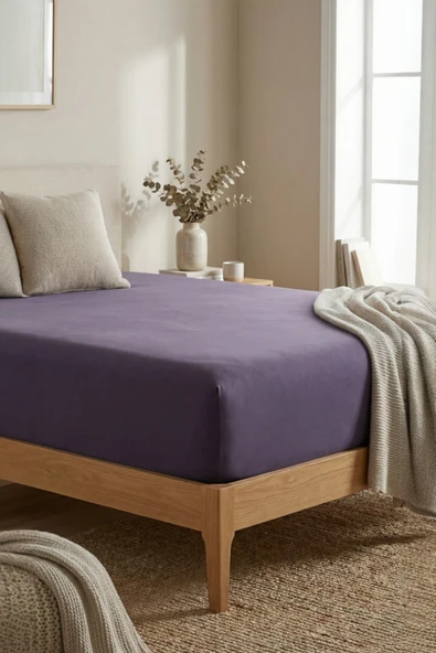 %100 Pamuklu Penye Lastikli Çarşaf | Tek/Çift Kişilik | Fitted Jersey | 30 cm Köşe Yüksekliği - Resim 4