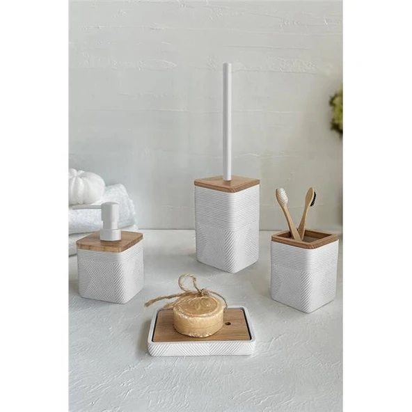 Primanova Madera 4 Parça Banyo Seti Beyaz ürün görseli