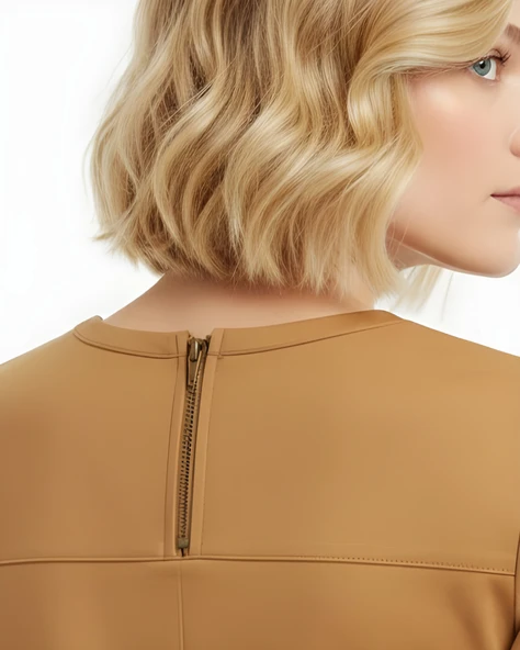 Kadın Denim Midi Elbise - Hardal - Resim 2