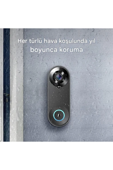 1080P HD Görüntülü WiFi Kablosuz Gece Görüş Su Geçirmeyen Akıllı Ev Kapı Zili - Resim 4