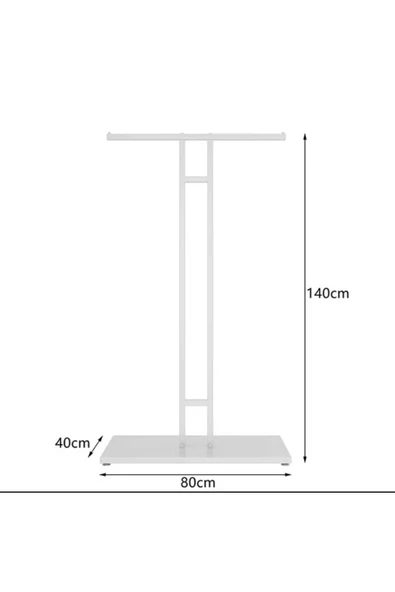 TRENDESK Metal Beyaz Ayaklı T Askılık Elbise Konfeksiyon Askısı 7007-NRM - Resim 2