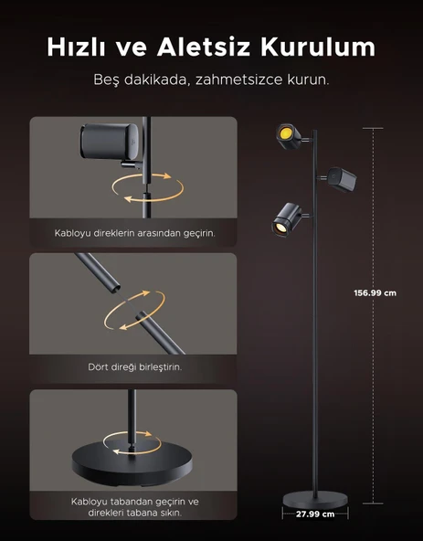 Govee 3'lü Spot Aydınlatma Köşe Lambası - Resim 10