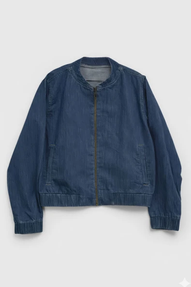 Kadın Lacivert Bomber Denim Ceket ürün görseli 1
