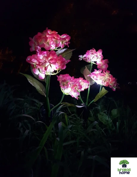 2 Adet Solar Güneş Enerjili Yapay Ortanca Çiçek Işık Peyzaj Bahçe Dekorasyon Aydınlatma Kazıklı Led ürün görseli 1