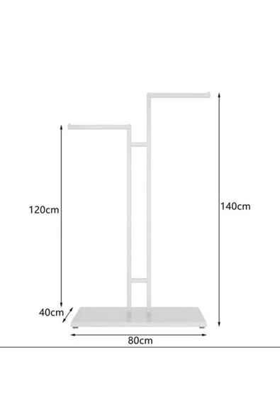 TRENDESK Metal Beyaz Ayaklı Zigzak Askılık Elbise Konfeksiyon Askısı 7009-NRM - Resim 2