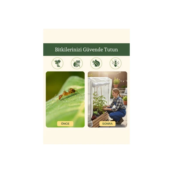 Seralı Modüler Yükseltilmiş Bahçe Yatağı Yükseltilmiş Sebze Yatağı No:7 (140X85) Bej - Resim 2