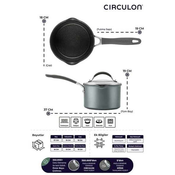 Circulon Cam Kapaklı Sos Tenceresi 18 CM - Resim 5