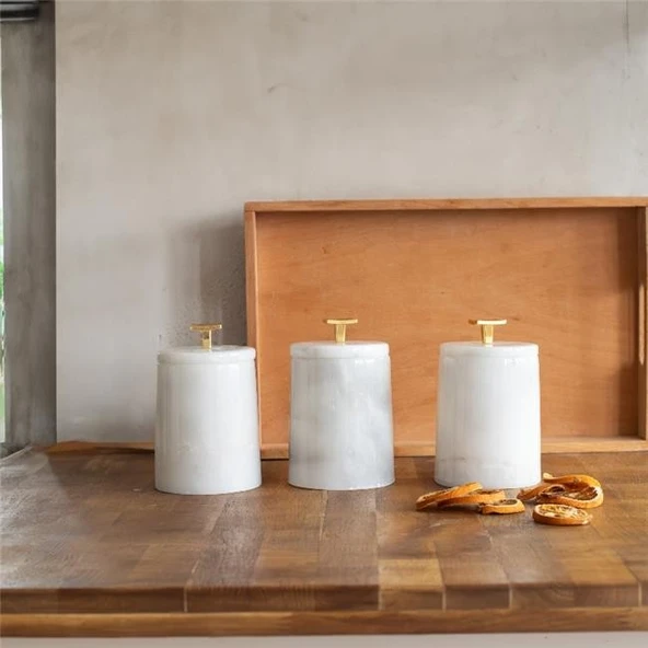 Akayev Mermer Beyaz Ela 3lü Baharatlık ürün görseli