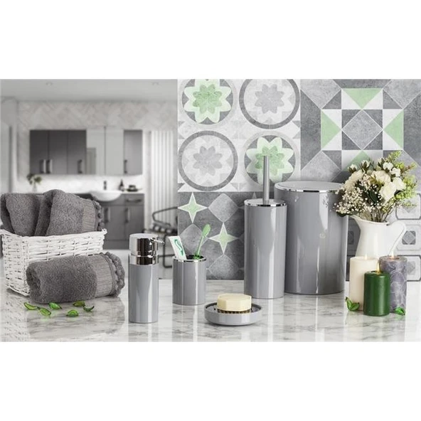 Primanova Lenox Gri 5 Parça Banyo Seti - Resim 2