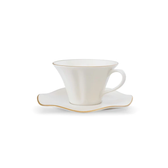 GÜRAL PORSELEN Nesrin 12 Parça 6 Kişilik Bone Çay Fincanı Takımı - Resim 2