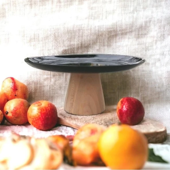 Akayev Ahşap Konik Ayaklı Siyah 25 Cm Sunumluk - Resim 2