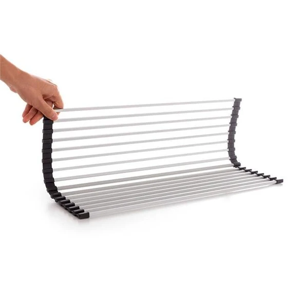 Primanova Lavabo Üstü Katlanabilen Mutfak Rafı Gri - Resim 4