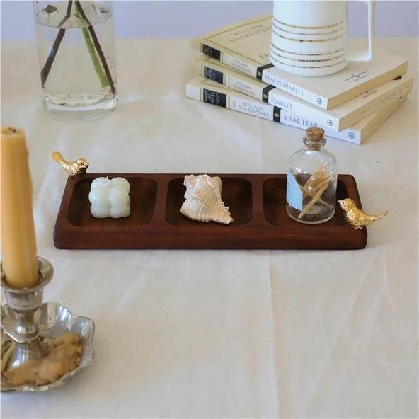 Akayev Ahşap 3 Bölmeli Altın Kuş Sunumluk - Resim 2