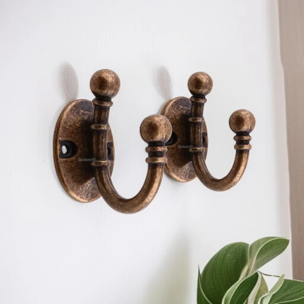 Metal Askı Antik Bakır Vestiyer Dolap Askılık Askılığı Duvar Banyo Mutfak Elbise Çanta Askısı - Resim 4