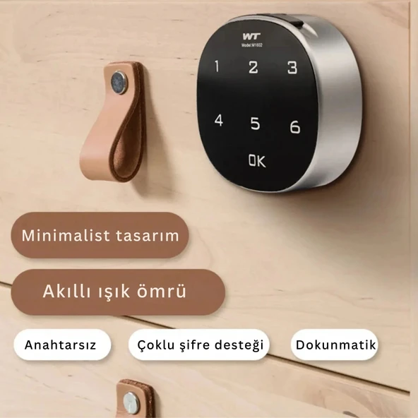 ShopyTech Akıllı Şifreli Dolap Çekmece Kilidi Dokunmatik Sayısal Tuş Takımı, Anahtarsız Elektronik Kam Kilit, Metal Ahşa - Resim 3