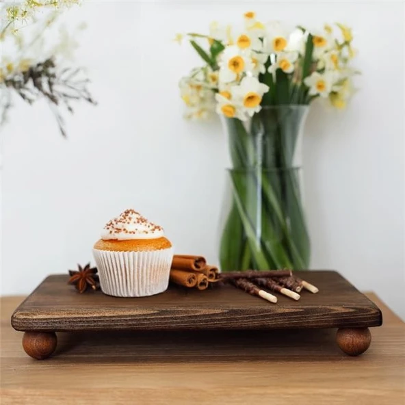 Akayev Ahşap 30X20 cm Ayaklı Sunum Tabağı ürün görseli