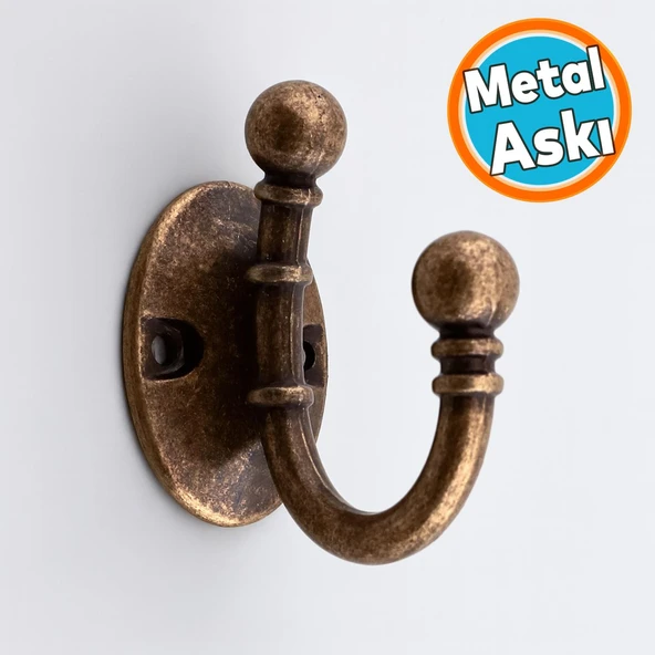Metal Askı Antik Bakır Vestiyer Dolap Askılık Askılığı Duvar Banyo Mutfak Elbise Çanta Askısı ürün görseli