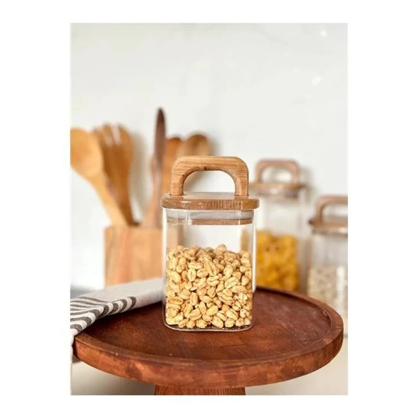 Akayev Akasya Kare Cam Kavanoz ürün görseli