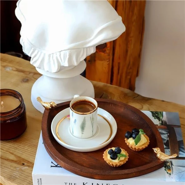 Akayev Ahşap Göz 26 cm Altın Kuş Sunum Tabağı ürün görseli