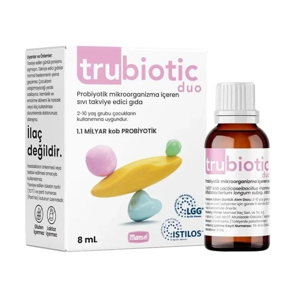 Trubiotic Duo Probiyotik Mikroorganizma İçeren Damla 8 ml ürün görseli 1