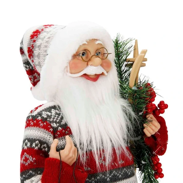 Gaz Lambası Taşıyan Noel Baba Dekoratif Biblo 46 cm - Resim 4