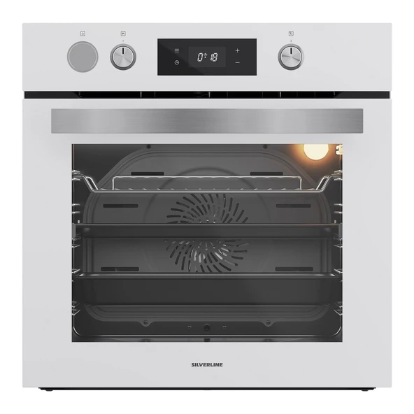 Silverline Beyaz Cam Ankastre Set BO65P4W01-CS5700E6W01-3481 Flam Beyaz (Buhar ve Airfryer Özellikli Fırın) - Resim 4