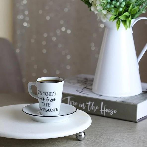 Akayev Mermer Beyaz 25 Cm Gümüş Boncuk Ayak Yuvarlak Sunumluk - Resim 3