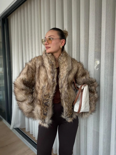 Kadın Kürk Mont Kahverengi ürün görseli 1