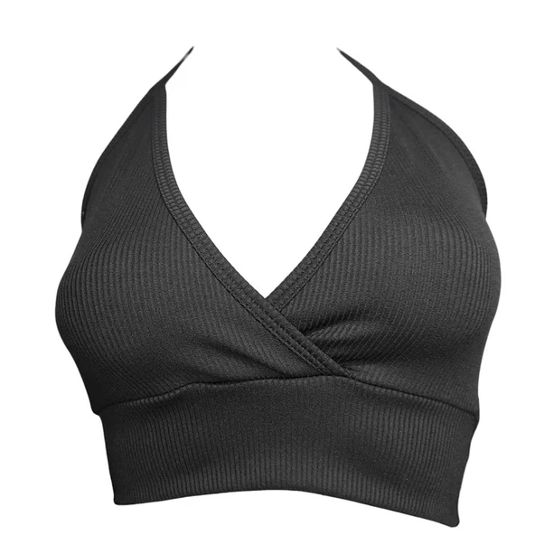 Vogsign 282 Kadın Arkadan Bağlamalı Fitilli Crop Bustiyer - Resim 3