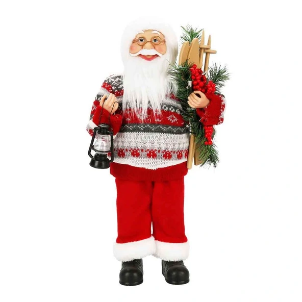 Gaz Lambası Taşıyan Noel Baba Dekoratif Biblo 46 cm ürün görseli