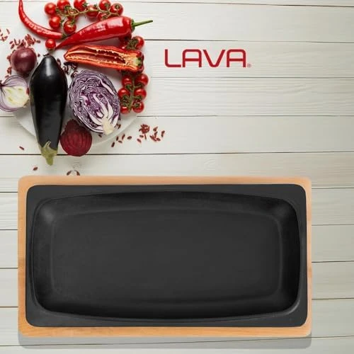 Lava Döküm Servis Tabağı, 30x15 cm Ahşap Altlı - LV AS 172 ürün görseli
