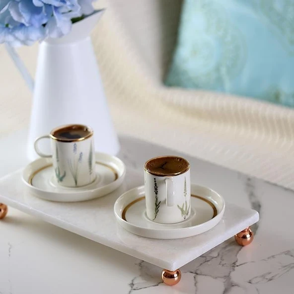 Akayev Mermer Beyaz 30x15 Cm Rose Gold Boncuk Ayak Sunumluk - Resim 2