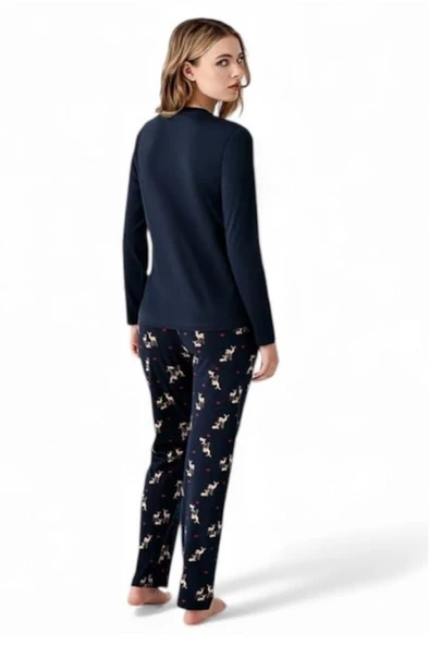 Arnetta %100 Pamuk Geyik Desen Bayan Pijama Takım - Resim 11