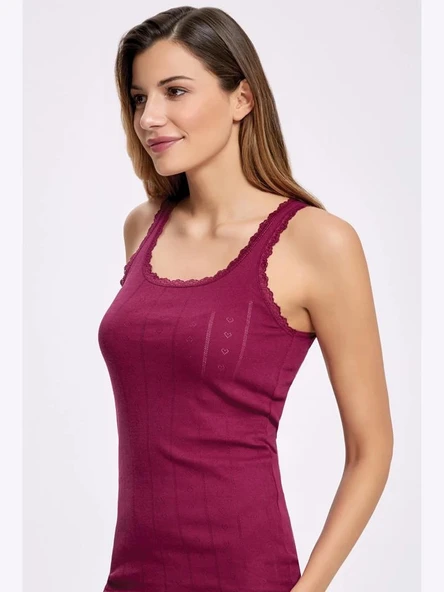 İlke 2024 Dantelli Geniş Askılı Kadın Atlet - Resim 5