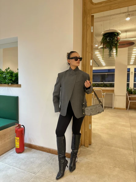 Kadın Blazer Ceket Antrasit - Resim 2