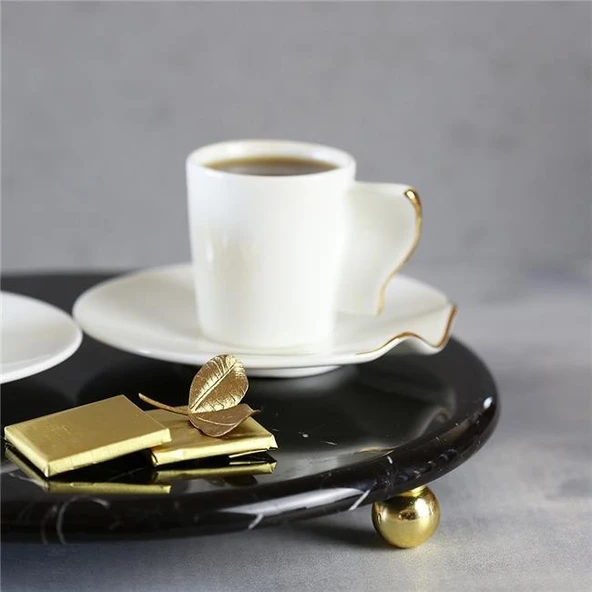 Akayev Mermer 28 Cm Altın Boncuk Ayaklı Siyah Yuvarlak Sunum Tabağı - Resim 2