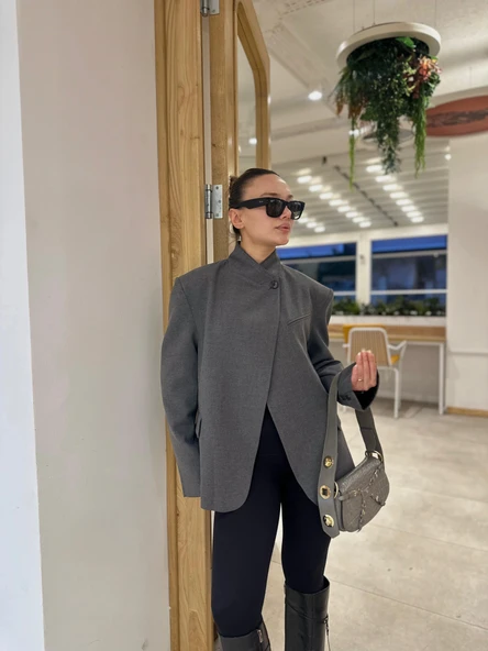 Kadın Blazer Ceket Antrasit - Resim 4