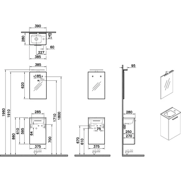 Mia 69581 Banyo Dolabı Seti, Cordoba, 40 cm - Resim 7
