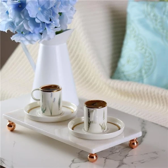 Akayev Mermer Beyaz 30x15 Cm Rose Gold Boncuk Ayak Sunumluk - Resim 3